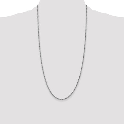 10k White Gold 2.25mm Diamond-cut Rope Chain