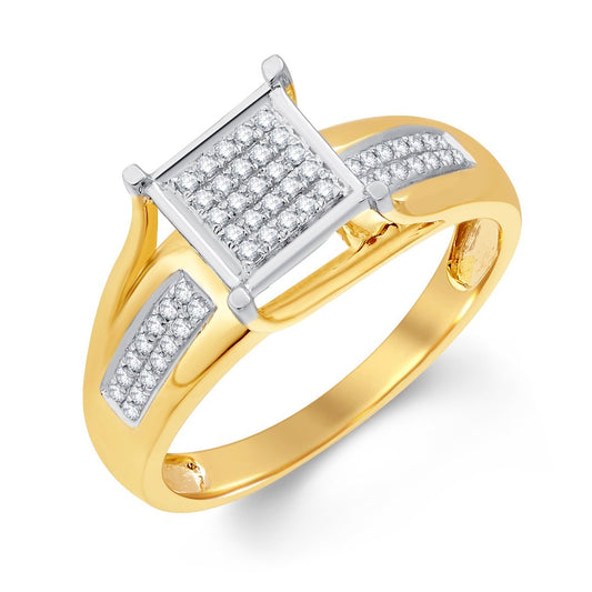 Diamond Square Ladies Ring