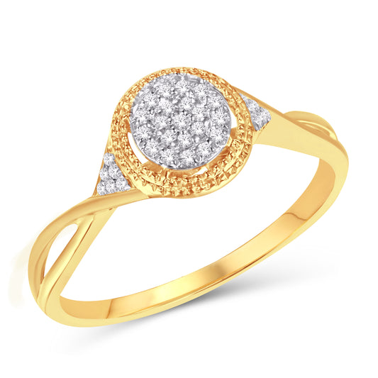 Diamond Round Halo Intertwined Shank Ladies Ring