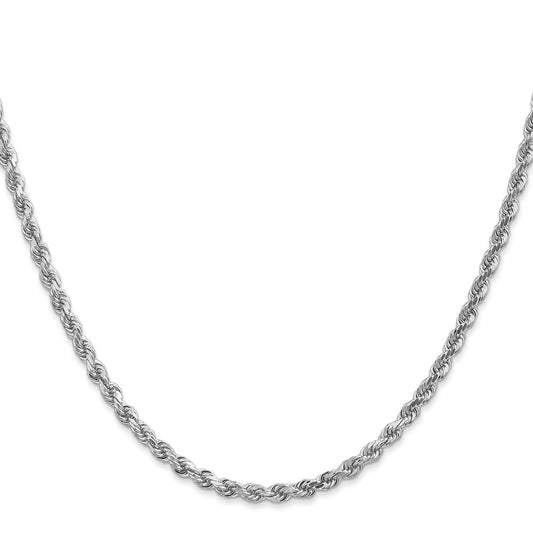 10k White Gold 3.0mm Diamond-cut Rope Chain