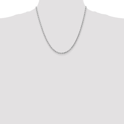 10k White Gold 3.0mm Diamond-cut Rope Chain