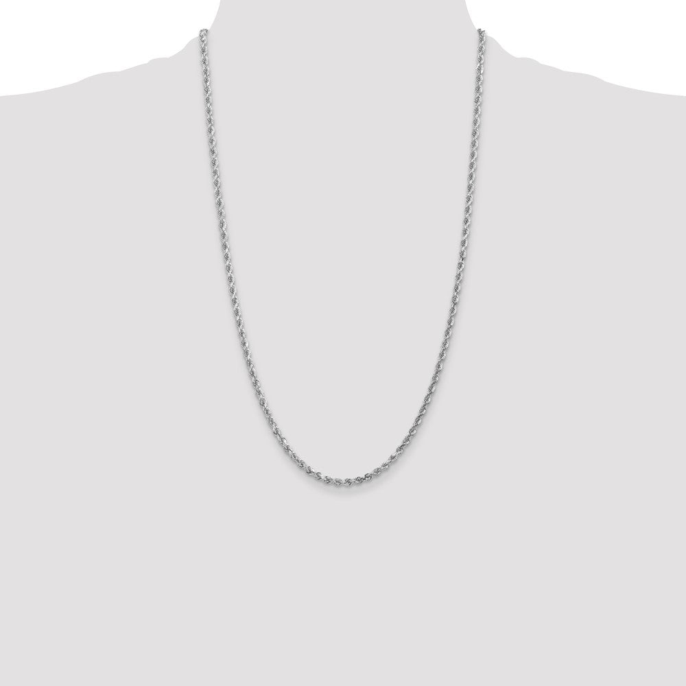 10k White Gold 3.0mm Diamond-cut Rope Chain