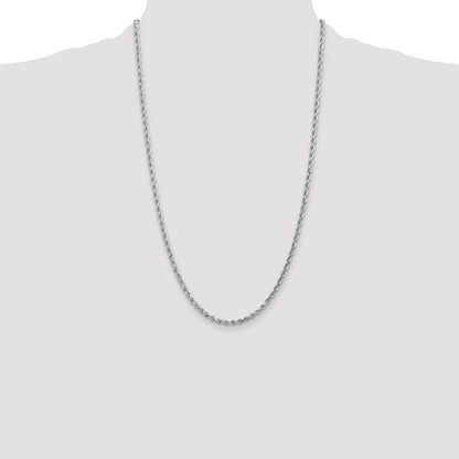 10k White Gold 3.0mm Diamond-cut Rope Chain