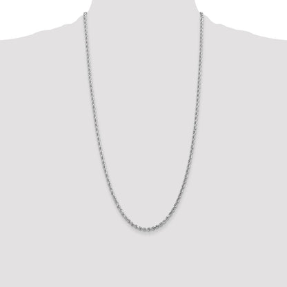 10k White Gold 3.0mm Diamond-cut Rope Chain