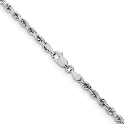 10k White Gold 3.25mm Diamond-cut Rope Chain