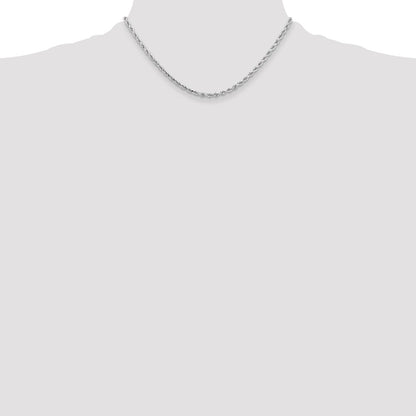 10k White Gold 3.25mm Diamond-cut Rope Chain