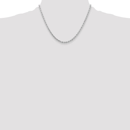 10k White Gold 3.25mm Diamond-cut Rope Chain