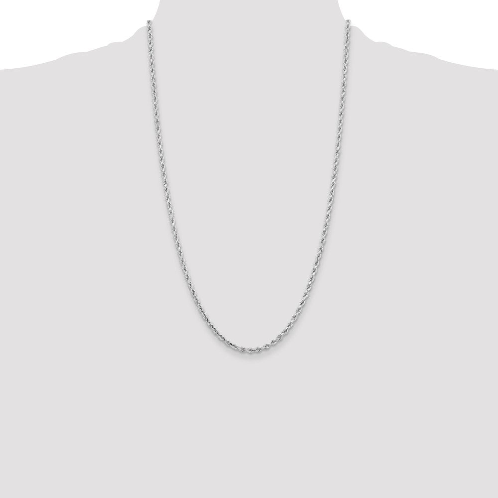 10k White Gold 3.25mm Diamond-cut Rope Chain