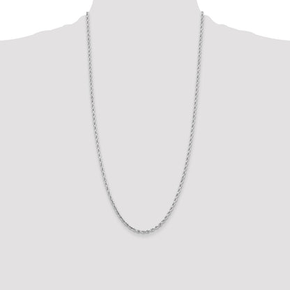 10k White Gold 3.25mm Diamond-cut Rope Chain