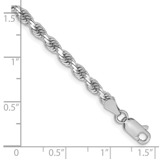 10k White Gold 3.25mm Diamond-cut Rope Chain