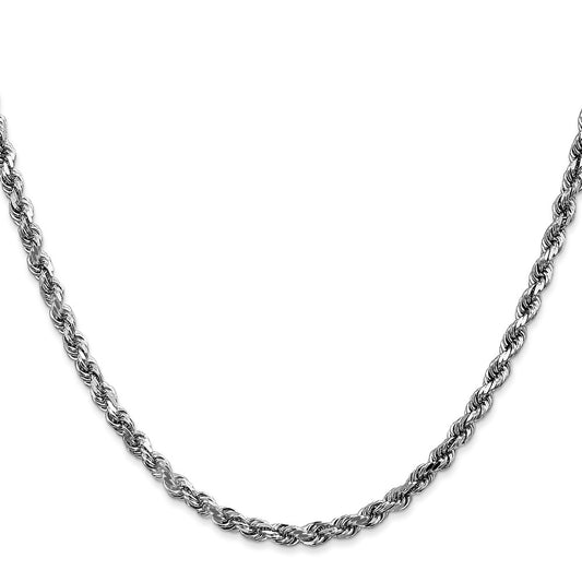 10k White Gold 3.5mm Diamond-cut Rope Chain