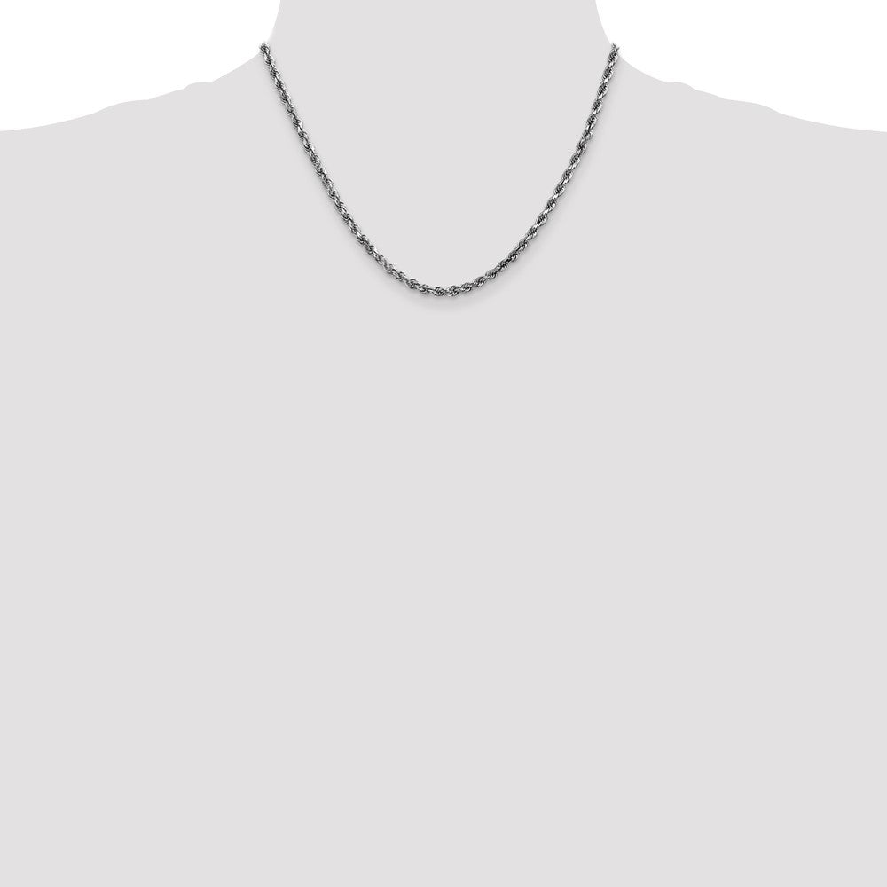 10k White Gold 3.5mm Diamond-cut Rope Chain