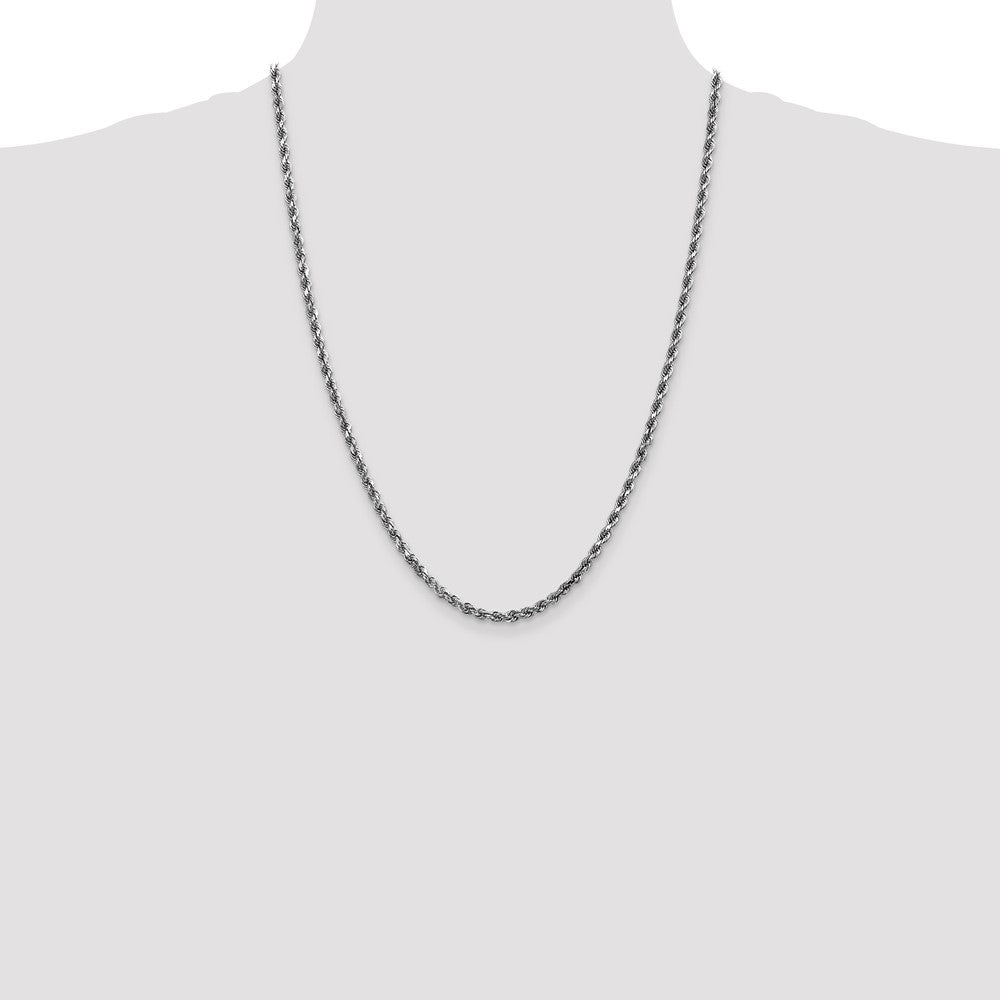 10k White Gold 3.5mm Diamond-cut Rope Chain