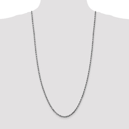 10k White Gold 3.5mm Diamond-cut Rope Chain