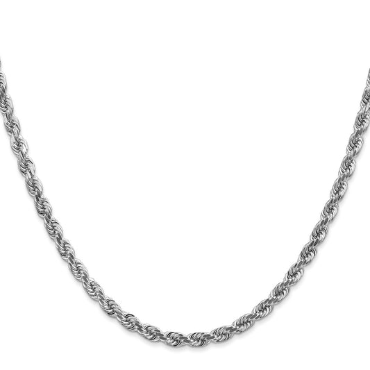 10k White Gold 4.0mm Diamond-cut Rope Chain