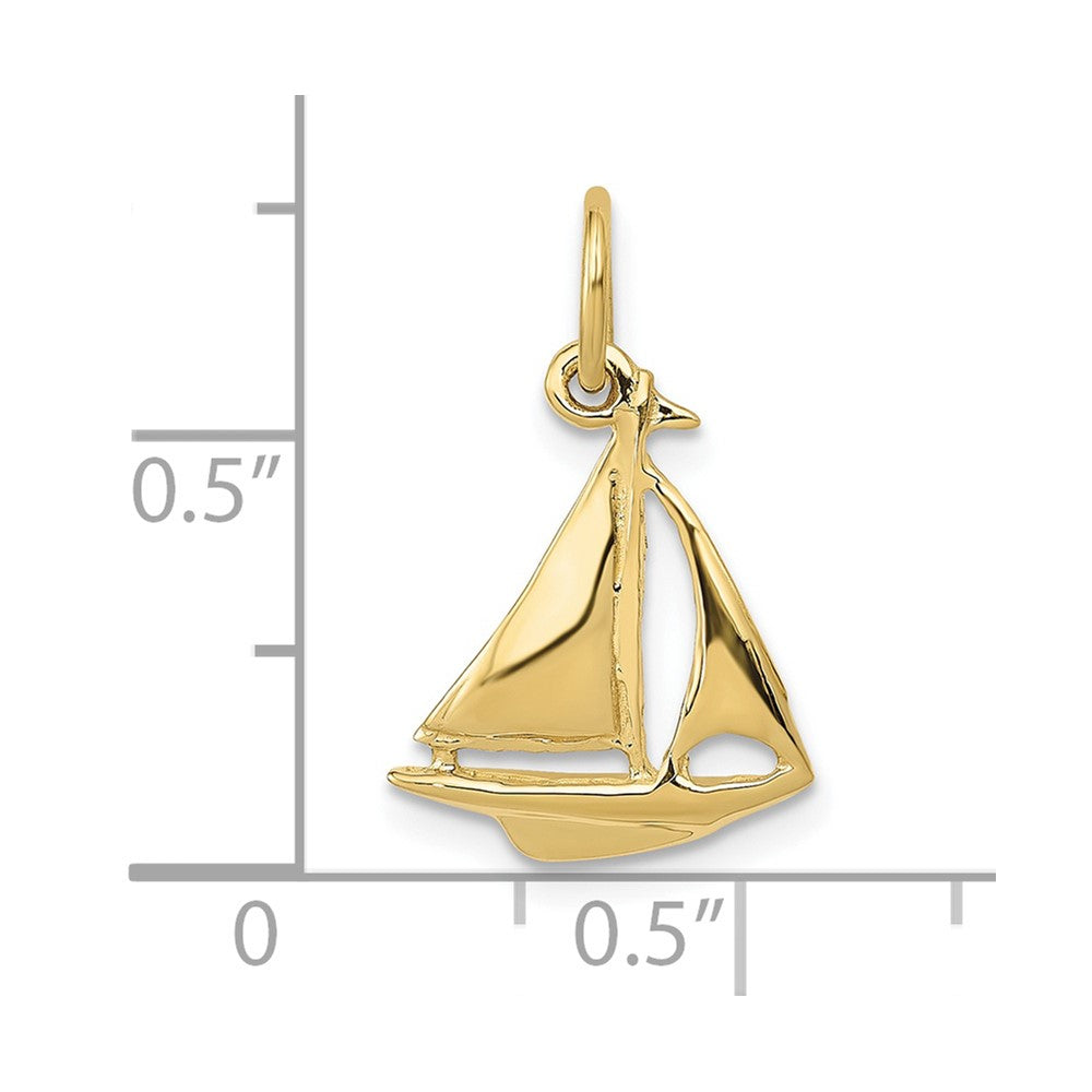 10k Polished Sailboat Charm