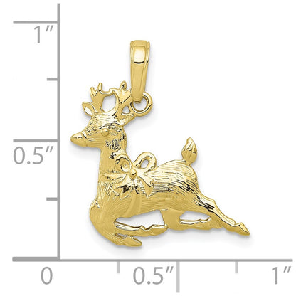 10K Polished Reindeer Pendant
