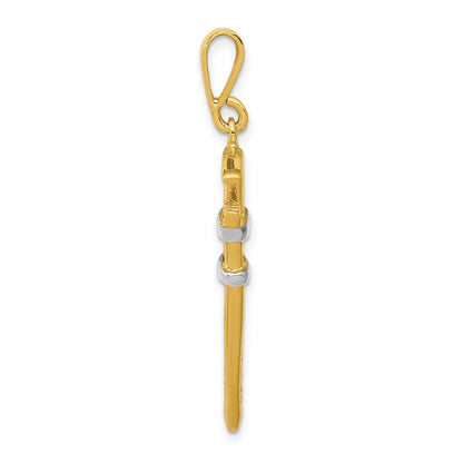 10k and White Rhodium 3-D Pipe Wrench Charm