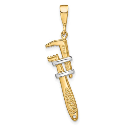 10k and White Rhodium 3-D Pipe Wrench Charm