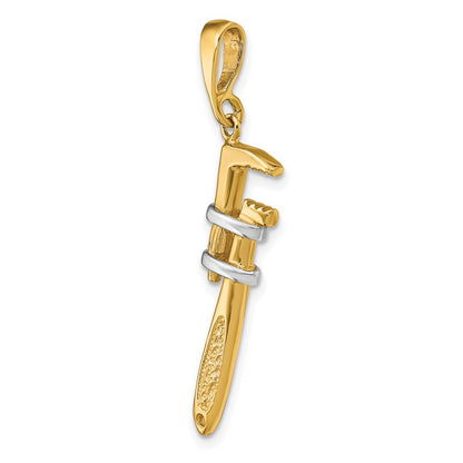 10k and White Rhodium 3-D Pipe Wrench Charm