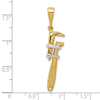 10k and White Rhodium 3-D Pipe Wrench Charm