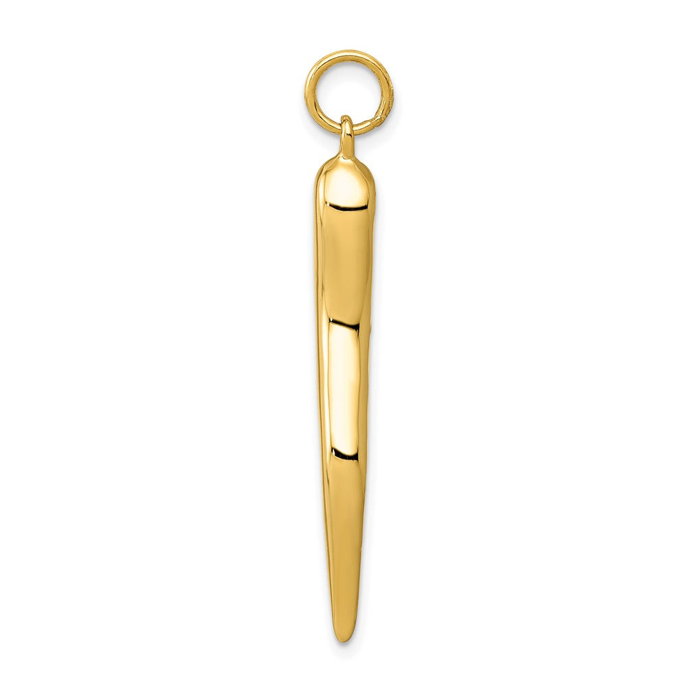 10k Large Solid 3-D Italian Horn Charm