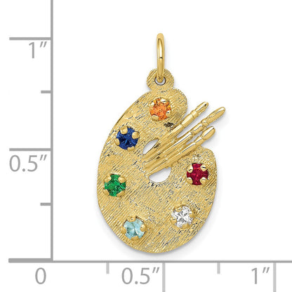 10k Multi-color CZ Stones Artists Palette Charm