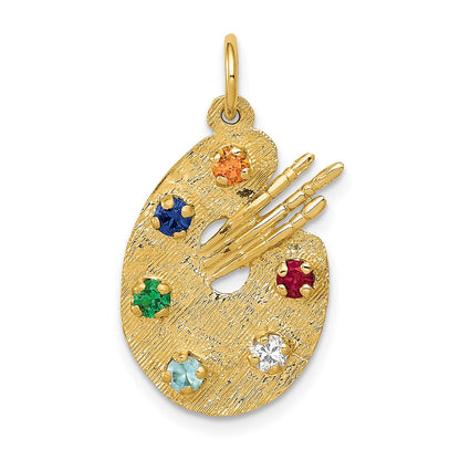 10k Multi-color CZ Stones Artists Palette Charm