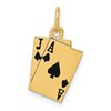 10k Black Enameled Blackjack Playing Cards Charm