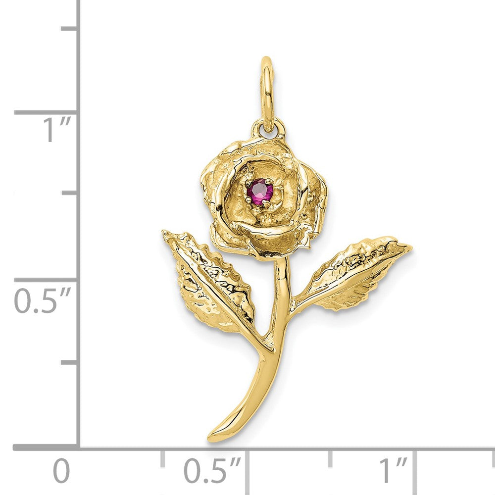 10k Red CZ Rose Charm