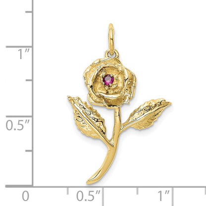 10k Red CZ Rose Charm