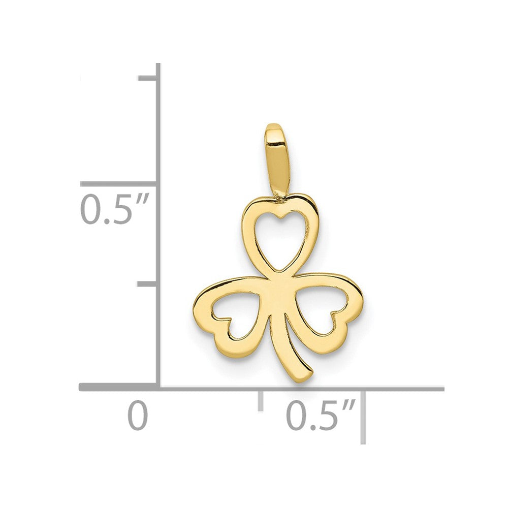 10k Heart 3-Leaf Clover Charm