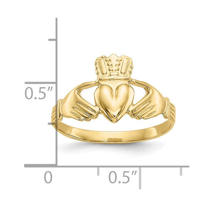 10k Polished Ladies Claddagh Ring