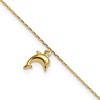 10k Polished Dolphin Charm 9 inch Plus 1 inch Extender - Total 10 inch Anklet