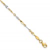 10k Two-Tone Polished Fancy Link 9 inch Plus 1 inch Extender - Total  10 inch Anklet