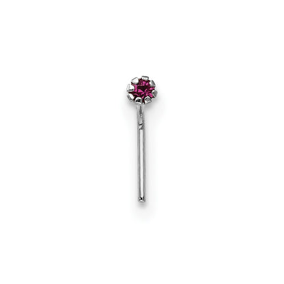 10k White Gold 20 Gauge Set of Three 1.5mm Dark Red/Clear/Black CZ Nose Studs