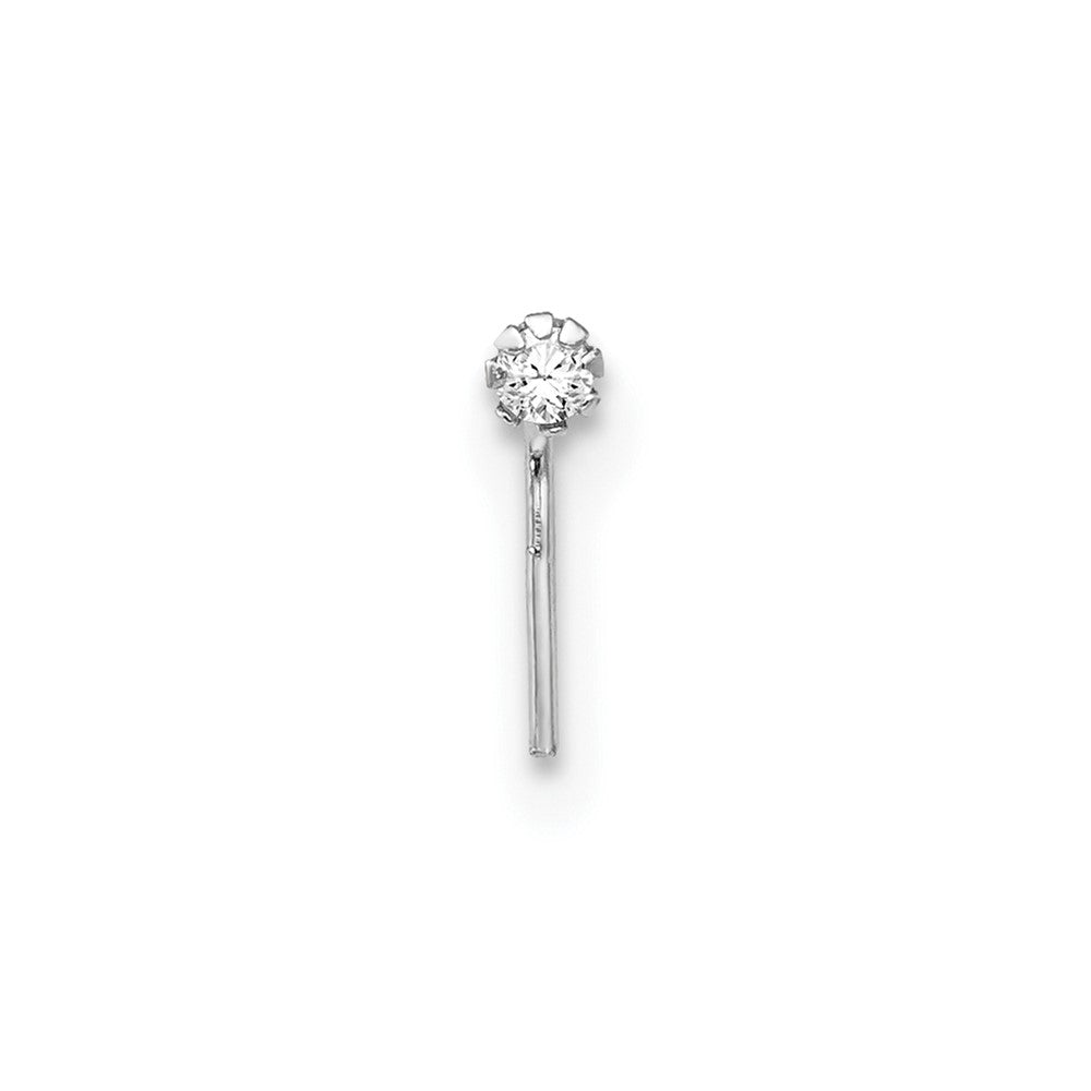 10k White Gold 20 Gauge Set of Three 1.5mm Dark Red/Clear/Black CZ Nose Studs