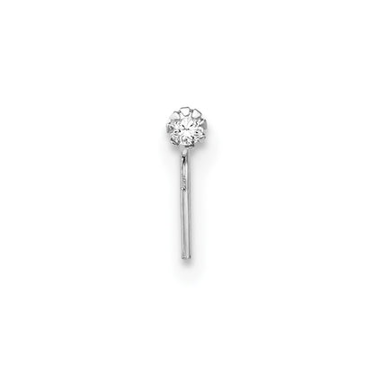 10k White Gold 20 Gauge Set of Three 1.5mm Dark Red/Clear/Black CZ Nose Studs
