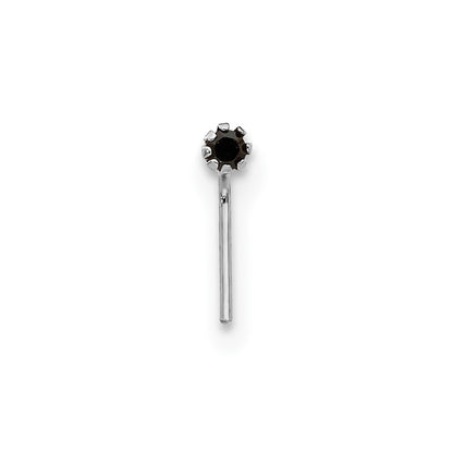 10k White Gold 20 Gauge Set of Three 1.5mm Dark Red/Clear/Black CZ Nose Studs