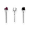 10k White Gold 20 Gauge Set of Three 1.5mm Dark Red/Clear/Black CZ Nose Studs