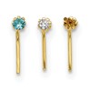 10k 20 Gauge Set Of Three 1.5mm Blue/Clear/Yellow CZ Nose Studs