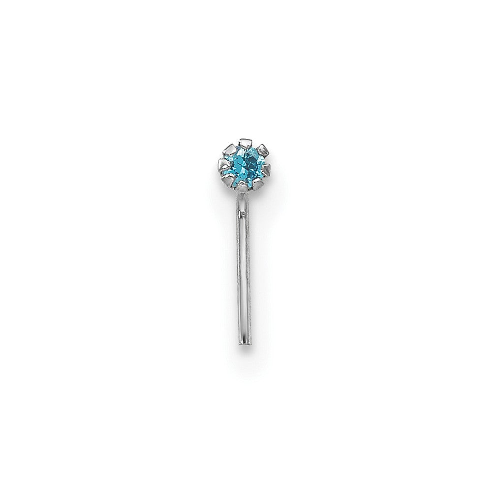 10k White Gold 20 Gauge Set of Three 1.5mm Blue/Clear/Pink CZ Nose Studs