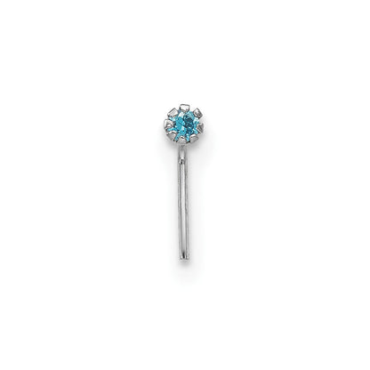 10k White Gold 20 Gauge Set of Three 1.5mm Blue/Clear/Pink CZ Nose Studs