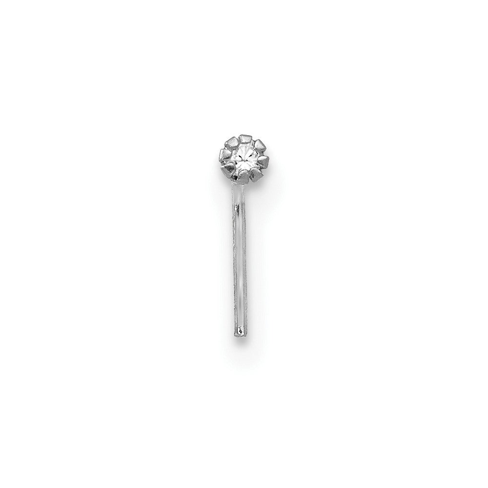 10k White Gold 20 Gauge Set of Three 1.5mm Blue/Clear/Pink CZ Nose Studs