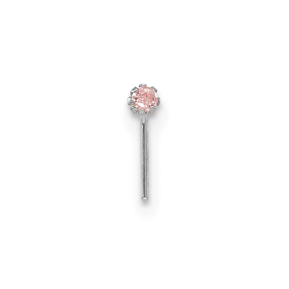 10k White Gold 20 Gauge Set of Three 1.5mm Blue/Clear/Pink CZ Nose Studs