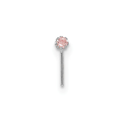 10k White Gold 20 Gauge Set of Three 1.5mm Blue/Clear/Pink CZ Nose Studs