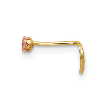 10k 20 Gauge Set of Three 2.00mm Pink/White CZ and Gold Ball Nose Studs