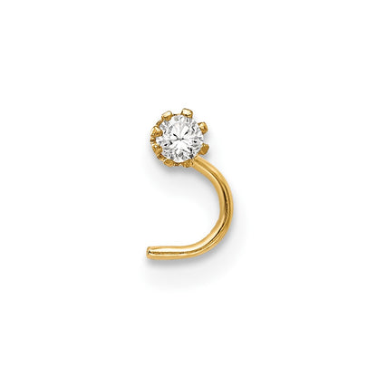 10k 20 Gauge Set of Three 2.00mm Pink/White CZ and Gold Ball Nose Studs