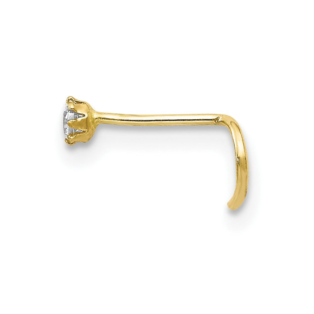 10k 20 Gauge Set of Three 2.00mm Pink/White CZ and Gold Ball Nose Studs