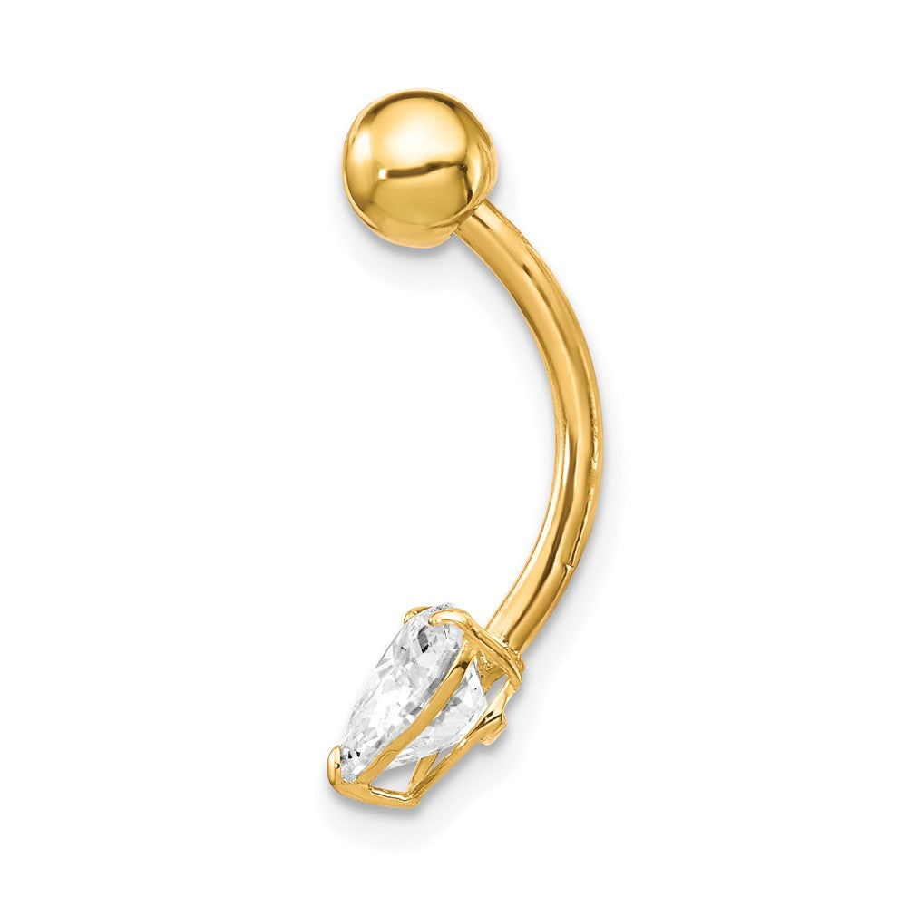 10k 14 Gauge 6mm CZ Heart Belly Dangle